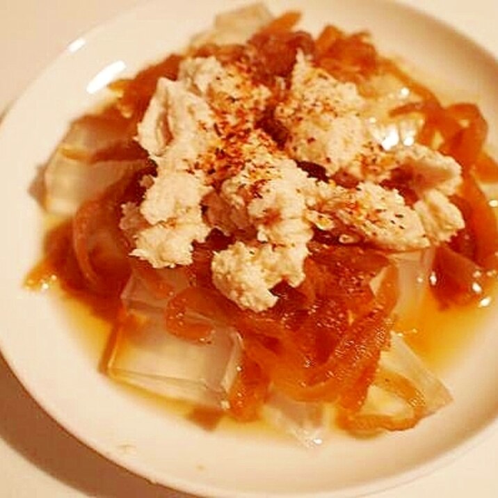切干し大根の煮物と酒粕?! 寒天にのせてみました